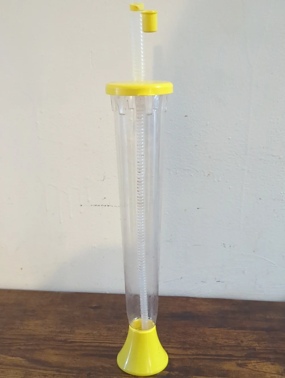 Yellow Tall Plastic Party Drink Tube with Straw